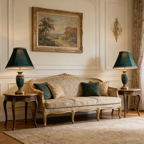 Green Velvet Lamp Shades Set of 2 6"×13"×9.8" Bell Shade (6*13*9.8in / Green-2 Pack)