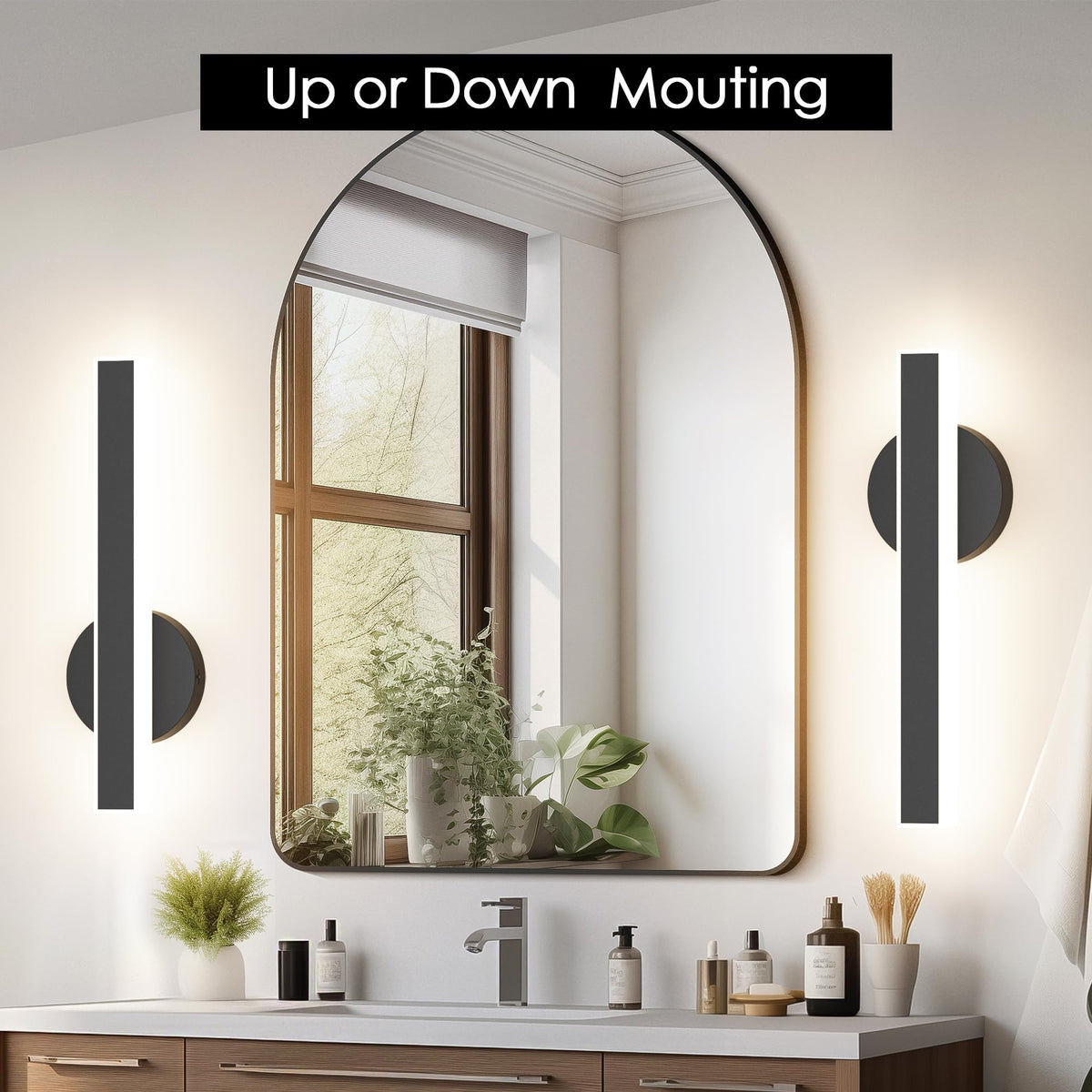 Black Wall Sconce Hardwired Modern LED 18W Wall Sconce Set of Two (Black)