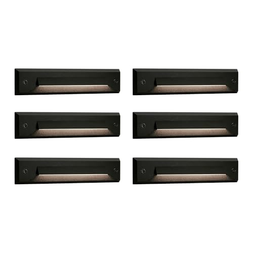 6 Pack LED Low Voltage Linear Step Lights (Black / 3000K-6 Pack)
