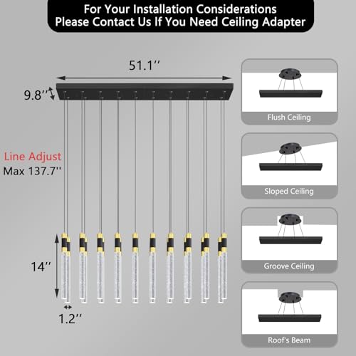 20 Lights Modern Chandeliers for Dining Room LED Dimmbale Light Fixture for High Ceiling Pendants Lighting for Living Room (20 lights Rectangular)