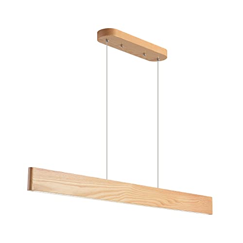 Wood Linear Pendant Light Dimmable Dining Pendant Light