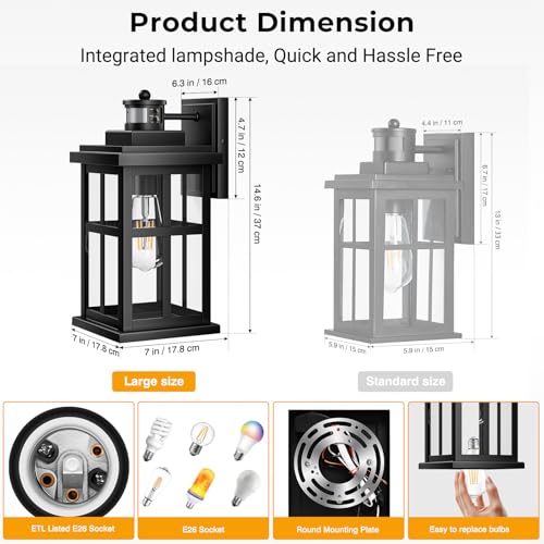 Large Motion Sensor Outdoor Light (Large Motion Sensor 1 Pack / Black)