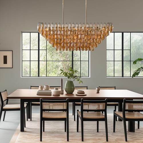 54 Inch Gold Amber Crystal Chandelier with 19 E12 Lights (Amber(L54"-W32"))