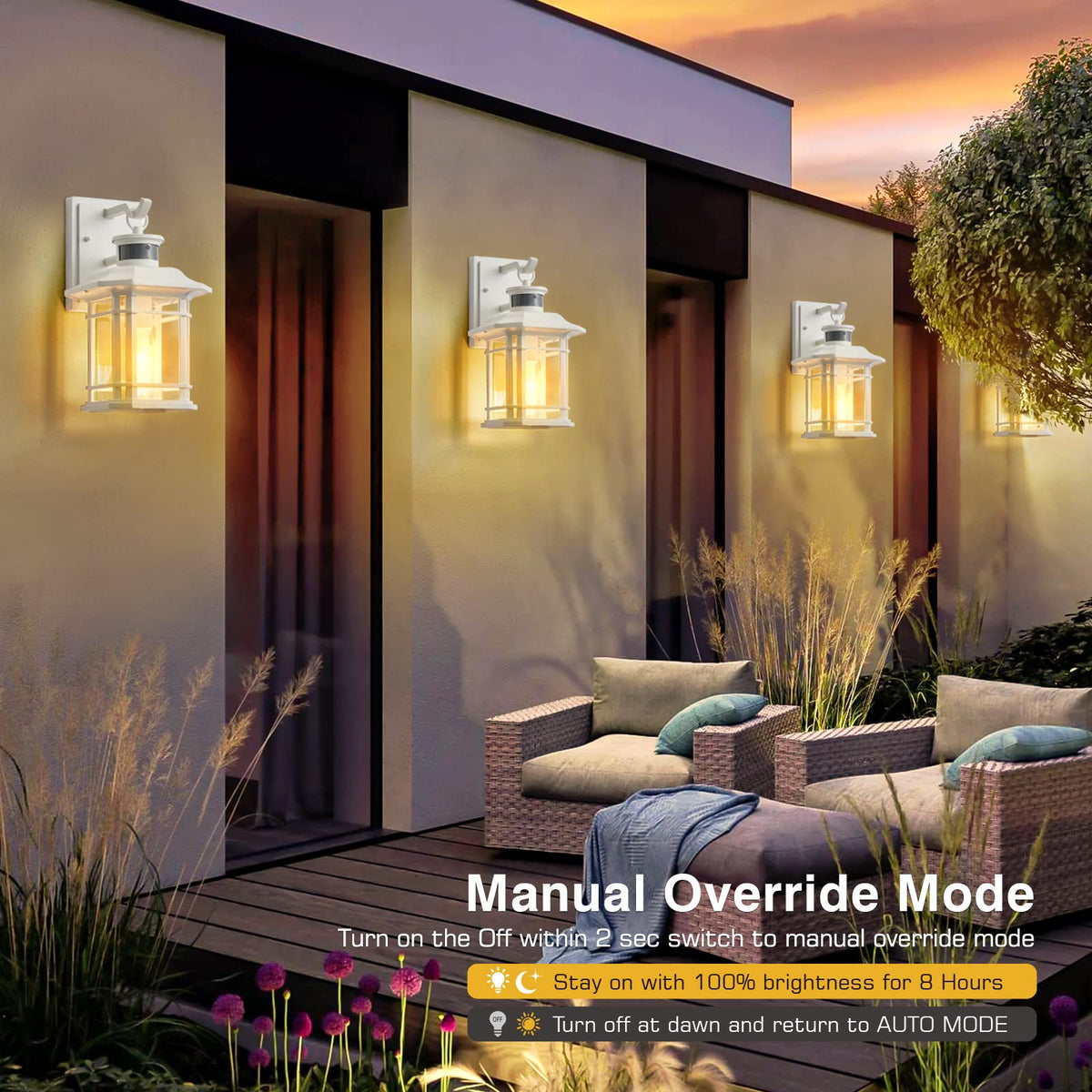 Motion Sensor Exterior Lights for House (White / 12.4 in Motion Sensor 1 Pack)