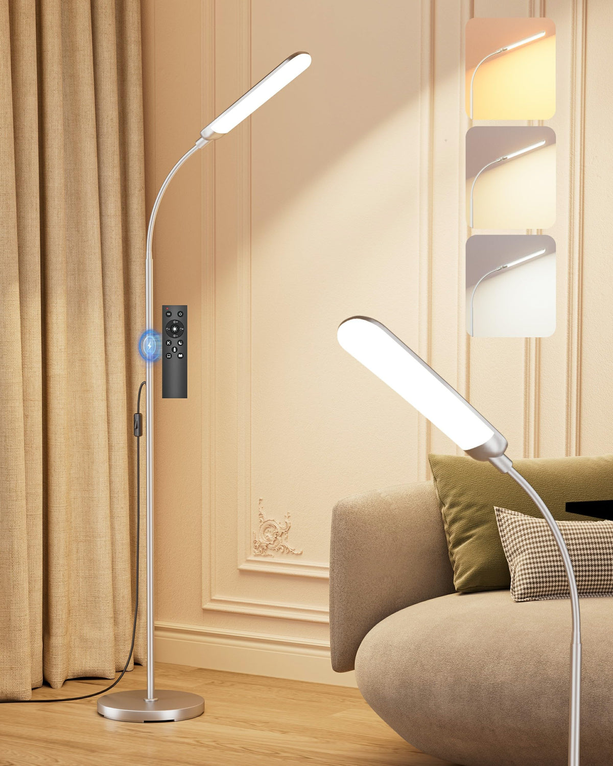 LED Floor Lamp (Silver-63inch)