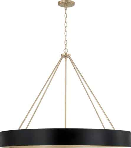Capital Lighting 453061RK Weller Modern Metal Cylindrical Chandelier (6-Light / Matte Brass and Black)