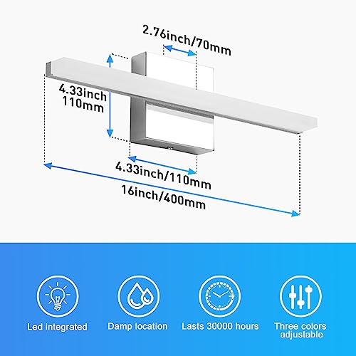 Modern Bathroom Vanity Lights Over Mirror (3CCT-Dimmable / 16inch)
