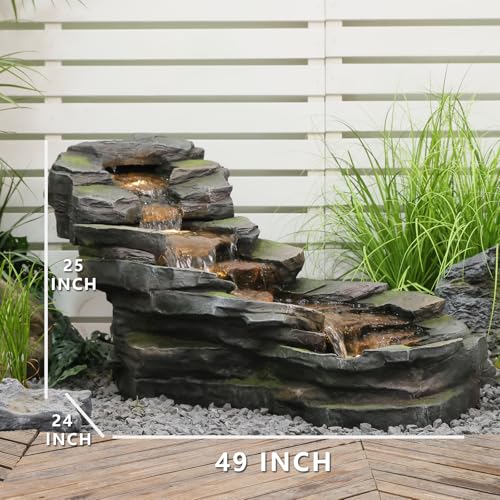 49" L Garden Outdoor Water Fountain 5 (49L / Black-rock)