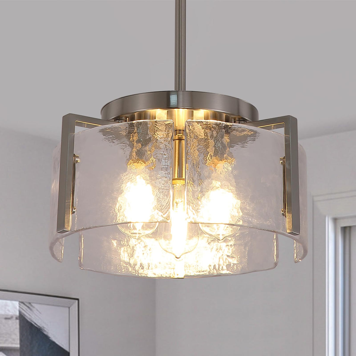 Nickel Chandeliers for Dining Room Light Fixture (3 Light Nickel)