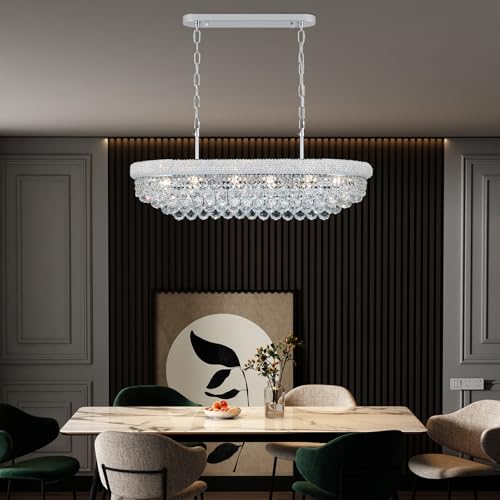 Chrome Crystal Chandeliers for Dining Room (Chrome / L35.4'' - 11Lights)