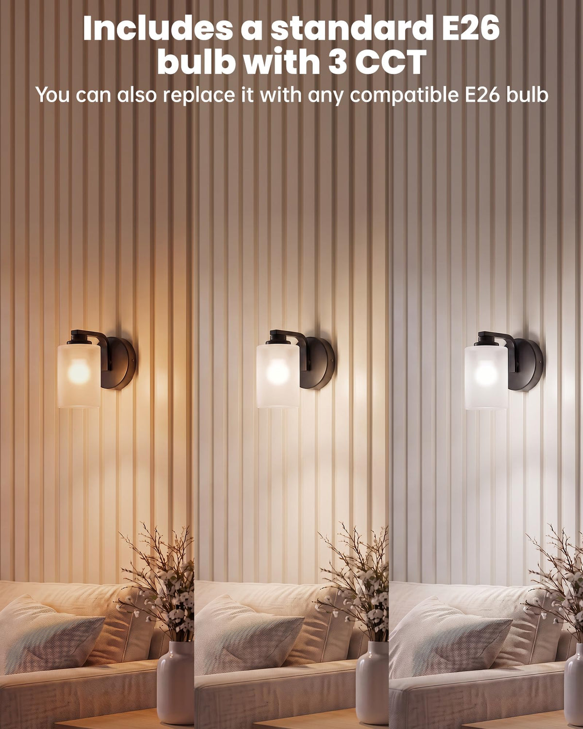 Hardwired Wall Sconces Set of Two (Black-White)