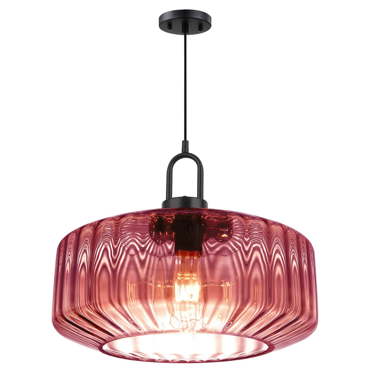 Hand Blown Glass Pendant Light fixture Purple 13.78" Ceiling Light (13.7″Purple)