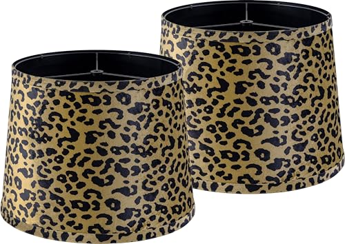 Leopard Lamp Shades Set of 2 (11"×13"×10"-2 PCS / Multi - Leopard Fabric)