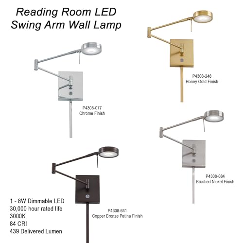 P4308 084 George's Reading Room LED Swing Arm Wall Lamp (Brushed Nickel)