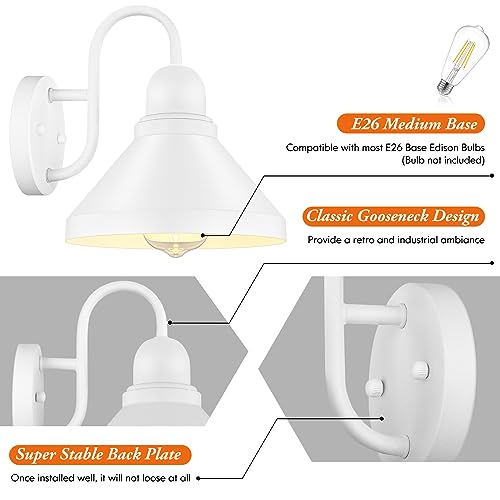 Gooseneck Outdoor Wall Lanterns (White / 9.25IN)