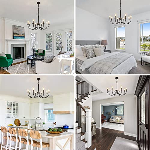 8 Light Black Farmhouse Chandelier (Black / 8 Light)