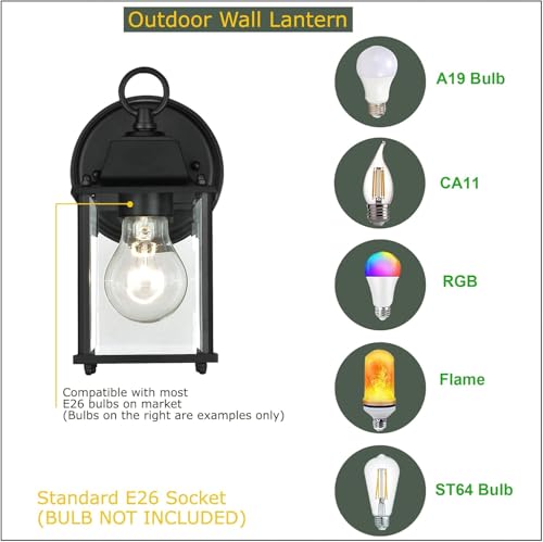 4 Packs Outdoor Wall Lantern (4 Pack / Black)
