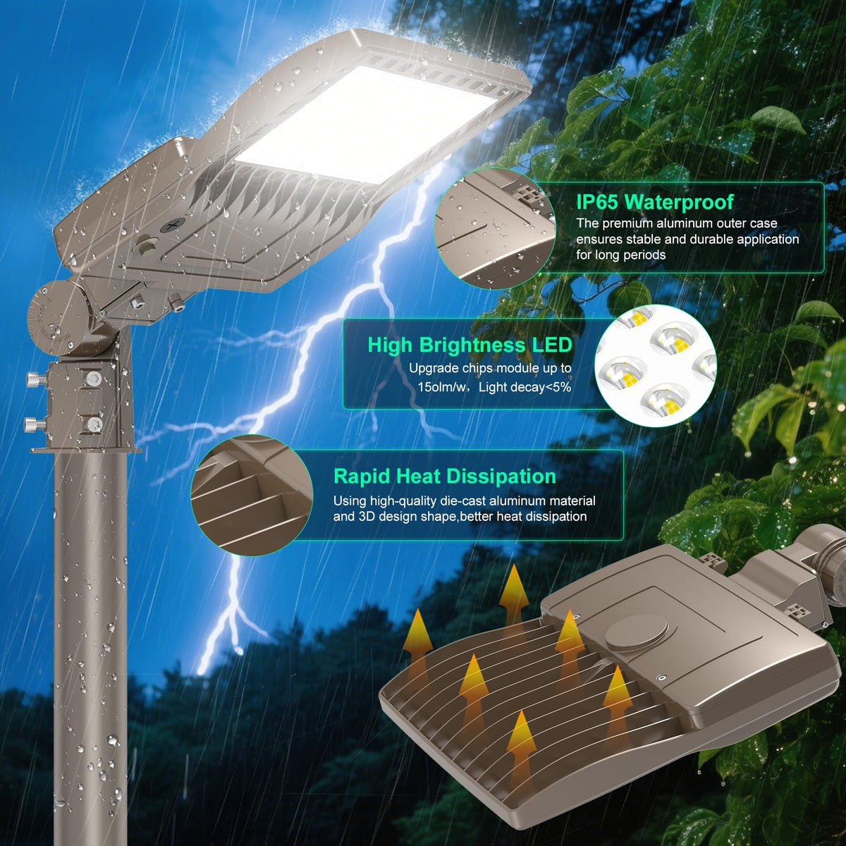 6Pack 200W LED Parking Lot Light with Photocell Adjustable Power 30000LM UL Listed LED Shoebox Light IP65 5000K Outdoor Commercial Area Street Lighting (200W)