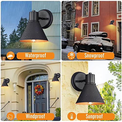 2 Pack Outdoor Wall Sconces (Black)