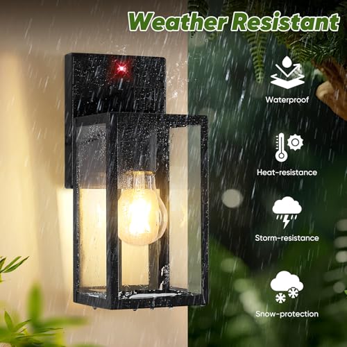 10.6" Upgraded Motion Sensor Outdoor Wall Light Fixture (Black / 10.6in)