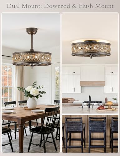 Chandelier Ceiling Fan with Light and Remote