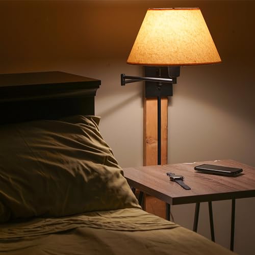 Cambridge 15" Modern Swing Arm Wall Sconce with 3 (Black,Beige Paper Shade)