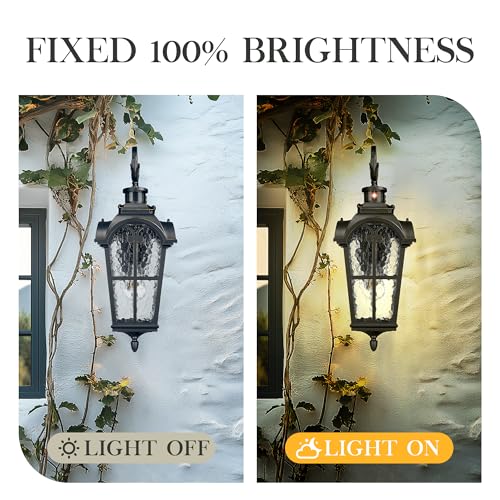 24" Motion Sensor Outdoor Light Fixtures Wall Mount (Black & Gold Edges - Water Glass / 24.3 Inch - Motion Sensor)