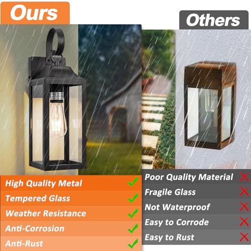 2 Pack Outdoor Light Fixtures Wall Mount Porch Light 15 Inch Black (15 Inch Ordinary / Black)