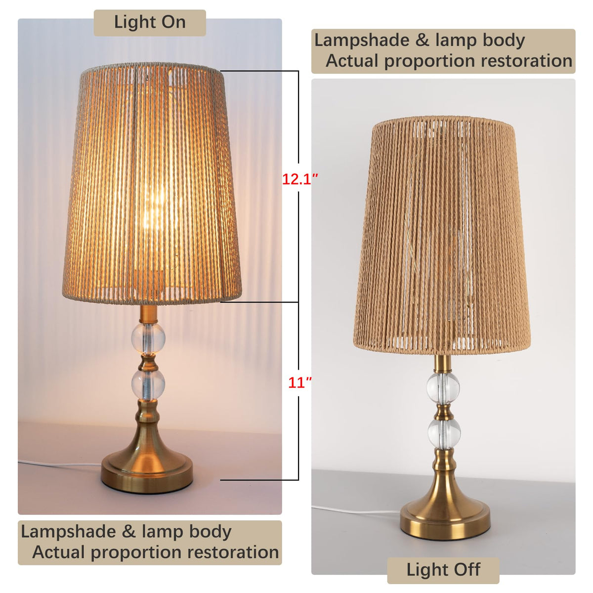 Rattan Small Lamp Shade 8'' Top X 10'' Bottom X 12'' High Boho Style (8X10X12)