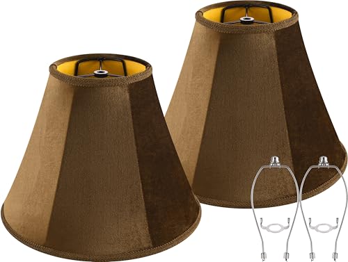 Coffee Velvet Lamp Shades Set of 2 Bell Shade 6"×13"×9.8" (6*13*9.8in / Coffee-2 Pack)