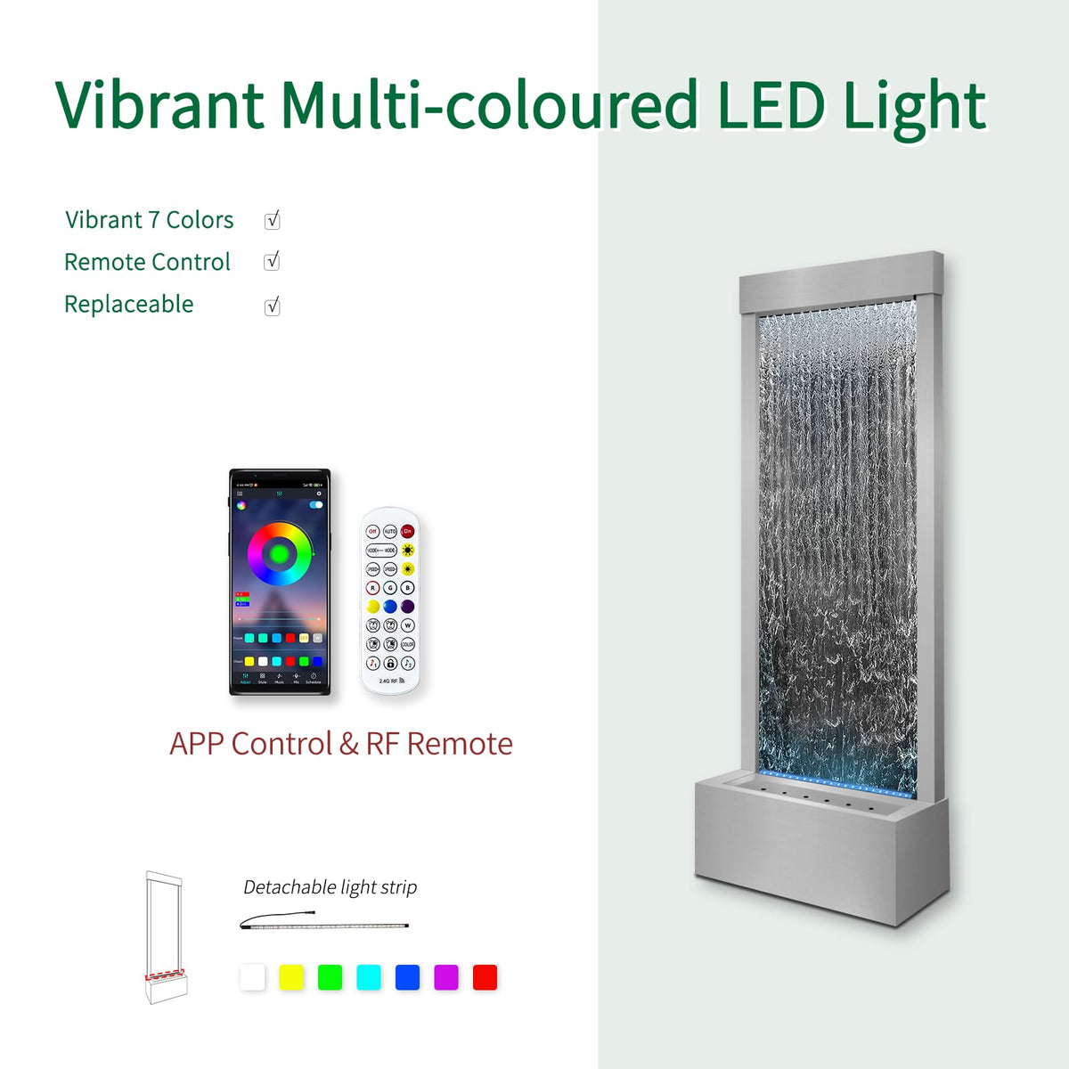 48" Mirror Waterfall (Silver - Mirrored Silver)