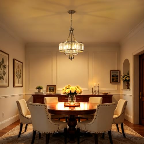 Brushed Nickel Crystal Chandelier (Brushed Nickel / 15.75''/3-Light)