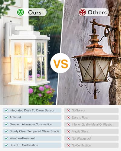 White Outdoor Light Fixture (Dusk to Dawn 2 Pack / White)