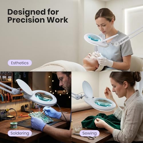 Elite XL HD Super LED Magnifying Lamp (White-3 / 7-inch Lens, Non-CCT with Clamp)