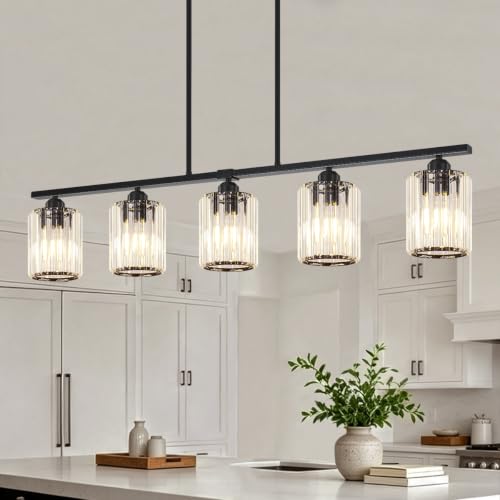Crystal Linear Chandelier Modern Dining Room Light Fixtures Over Table