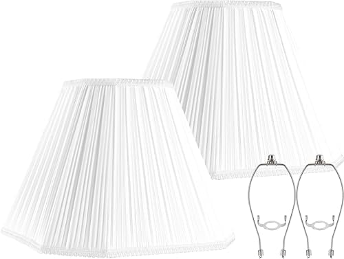 White Pleated Lamp Shades Set of 2 6.5"×13"×10.5" Bell Shade (WHITE-2 Pack / 6.5*13*10.5in)