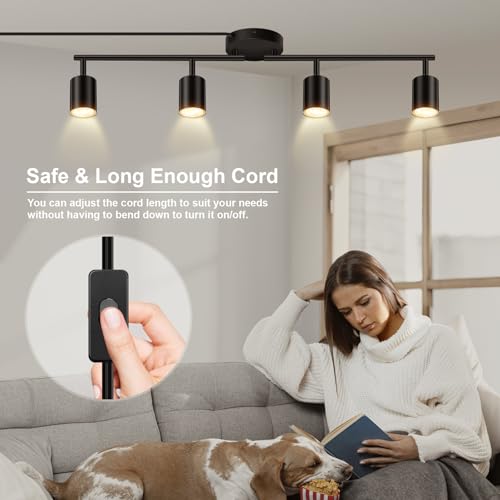 Plug in Track Lighting LED (4-Light Track Light(Black))