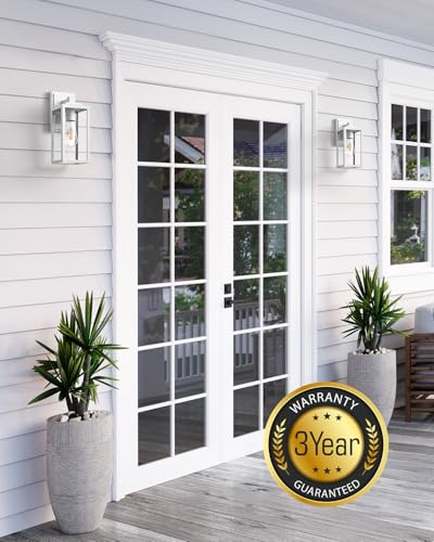 2 Pack White Outdoor Light Fixture (White / No Sensor 2 PACK)