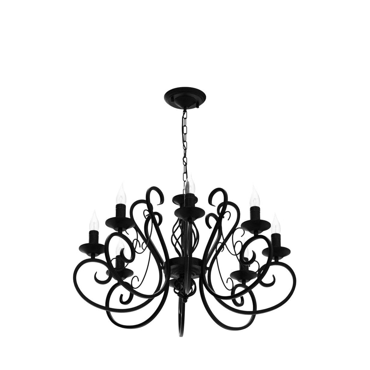 8 Light French Country Chandelier (Black/8 Lights)