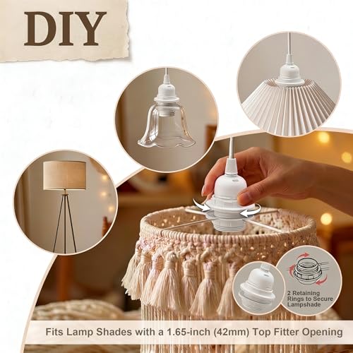 16Ft Plug in Pendant Light Hanging Cord Kit (White / 16FT)