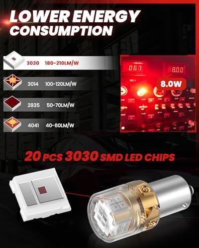 1156 LED Bulb Red Brake Tail Light with Projector Lens 7506 BA15S (Red / 1156)