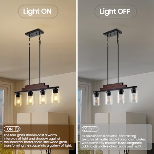 26.4" 4 Light Kitchen Island Lighting (Black & Reddish Brown / 4-Light)
