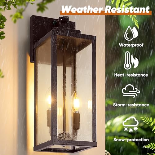 2 Pack 18” Large Upgraded Motion Sensor Outdoor Wall Lights (Brown / 18in)