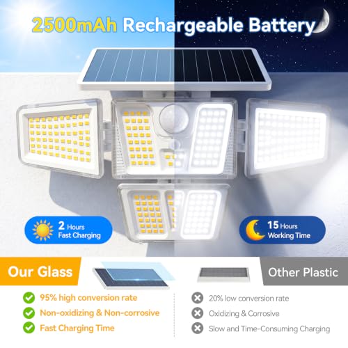 Solar Flood Lights Outdoor (3 Pack-White)