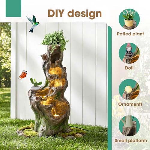 40" H Water Fountain Outdoor (Brown - Stump)