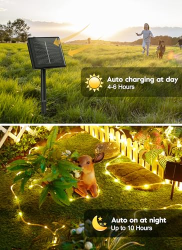 2 Pack 72FT 200LED Solar Rope Lights (Warm White / 200 LED 2PACK)