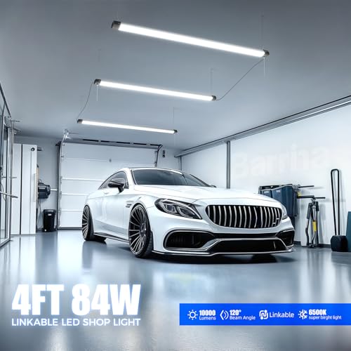 BS84 LED Shop Lights 4FT for Workshop (6500K / Black-84W-10 Packs)