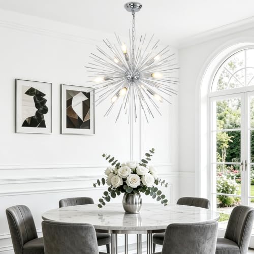 24in Modern Chrome Sputnik Chandelier Light Fixture 9 Light (Chrome / 24in)