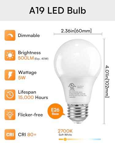 Dimmable LED Light Bulbs 40W Eq (2700k Soft Warm White / 4 Pack)