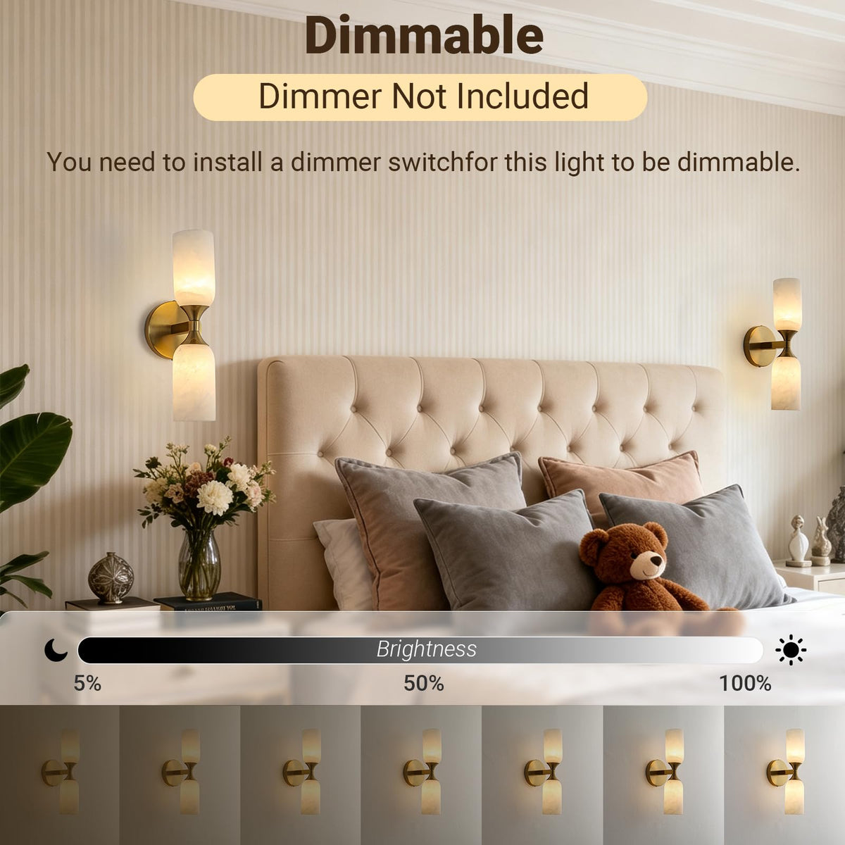 Alabaster Wall Sconces (Gold-14.2in-1 Pack)